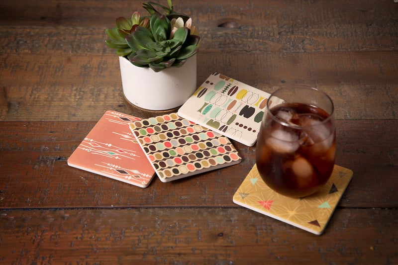 CoasterStone Absorbent Coasters, 4-1/4-Inch, "Retro Modern", Set of 4 - Image 2
